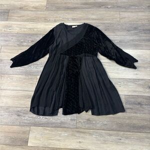 Tara Dress Sz S/M Black Velvet Patchwork Y2K Whimsigoth Gothic Witchy Dark Fairy